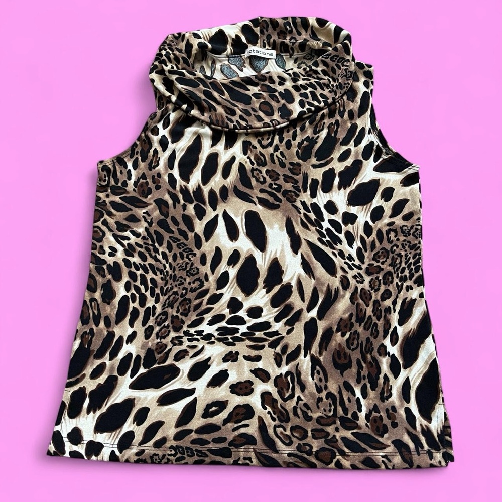 Notations Animal Print Cowl Neck Top